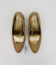 NEW BANDOLINO Beige Taupe PATENT Leather 3 INCH Pumps HeeLs SZ 6.5 OBO