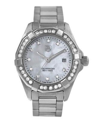 TAG Heuer Aquaracer WAF1414 Diamond Bezel MOP Dial Steel 28MM Ladies Quartz