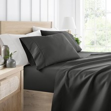 4 Piece Bed Sheet Set Solid Double Brushed Microfiber Ultra Soft Deep