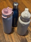 Lot of 3 Metal Water Bottles with Lids Stainless Steel Water Bottles — photo 1