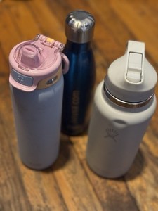 Lot of 3 Metal Water Bottles with Lids Stainless Steel Water Bottles