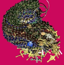 Bulk Lot of  10  Glass Bead & Metal Rosary Assorted Colors & Designs