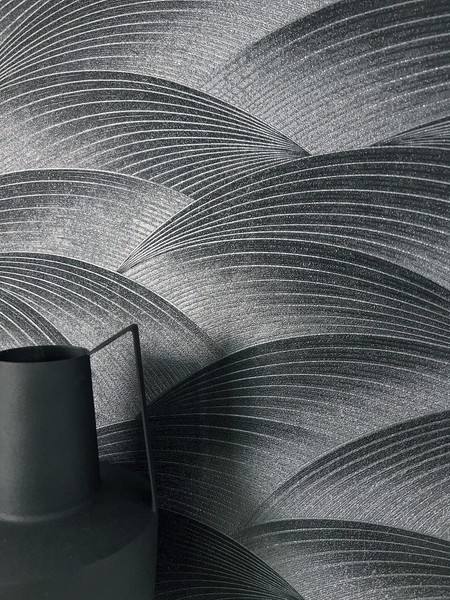 Newroom Vliestapete Schwarz Wellenoptik Modern Grafisch Wohnzimmer Elegant-image