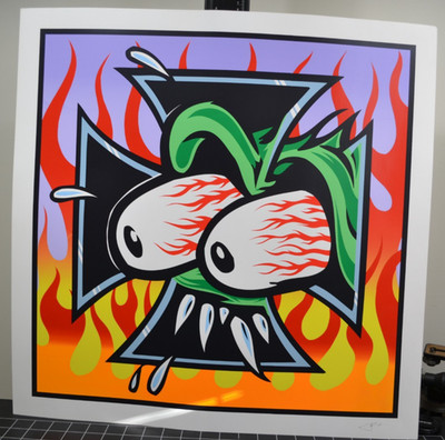 FRANK KOZIK - FLYING EYEBALL SILKSCREEN - SIGNED BY KOZIK