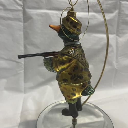 Glass CHRISTMAS ornament DUCK Hunter in Camouflage HUNTING with SHOTGUN - Picture 4 of 6
