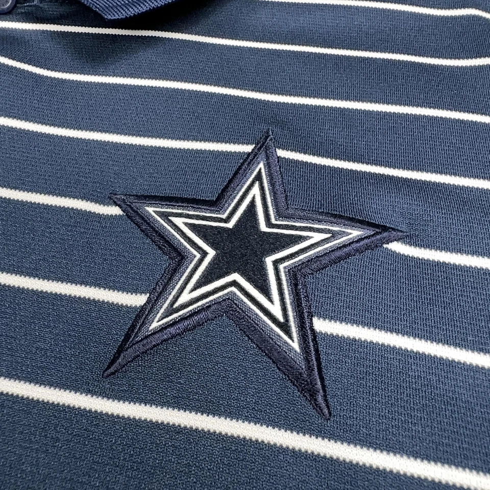 Camisa Polo Dallas Cowboys Para Hombres XL Azul Marino NFL Fútbol Nike Dri Fit Golf Rayas Foto 4 de 4