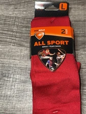 NEW NIP 2 Pair Of TCK All Sport Performance Socks Large (10-12.5) RED