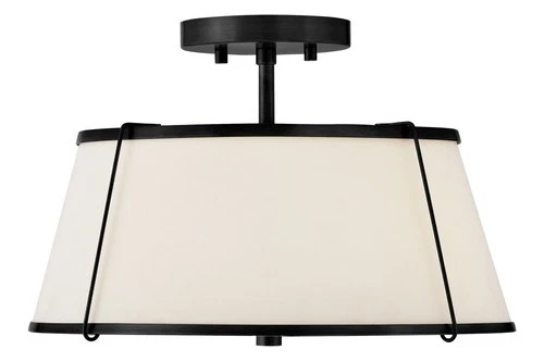 Hinkley Lighting 4893 Clarke 2 Light 15"W Semi-Flush Ceiling - Black / Off-White - Picture 8 of 12