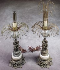 Vintage Hollywood Regency Unique Fountain Style Lamps Pair Marvel Import Ind Inc
