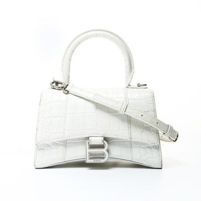 Authentische BALENCIAGA Hourglass XS 592833 2-Wege-Schultertasche aus geprägt...