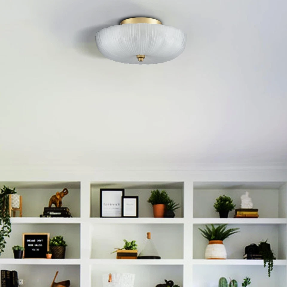 Luz de techo de montaje semi empotrado de 12 pulgadas, luces de techo modernas, latón de 3 luces Ce... Foto 3 de 4