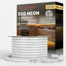 LED Rope Lights AC 120V, Connectable & Cuttable Dotless 120LEDs/M Eco Neon St...