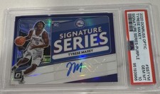 2020-21 Panini Optic Tyrese Maxey Signature Series Purple Rookie Auto RC PSA 10