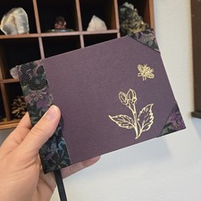 Handmade Hardcover Journal Sketchbook 4"x6" VTG Fabric  Gold Embossing Covered