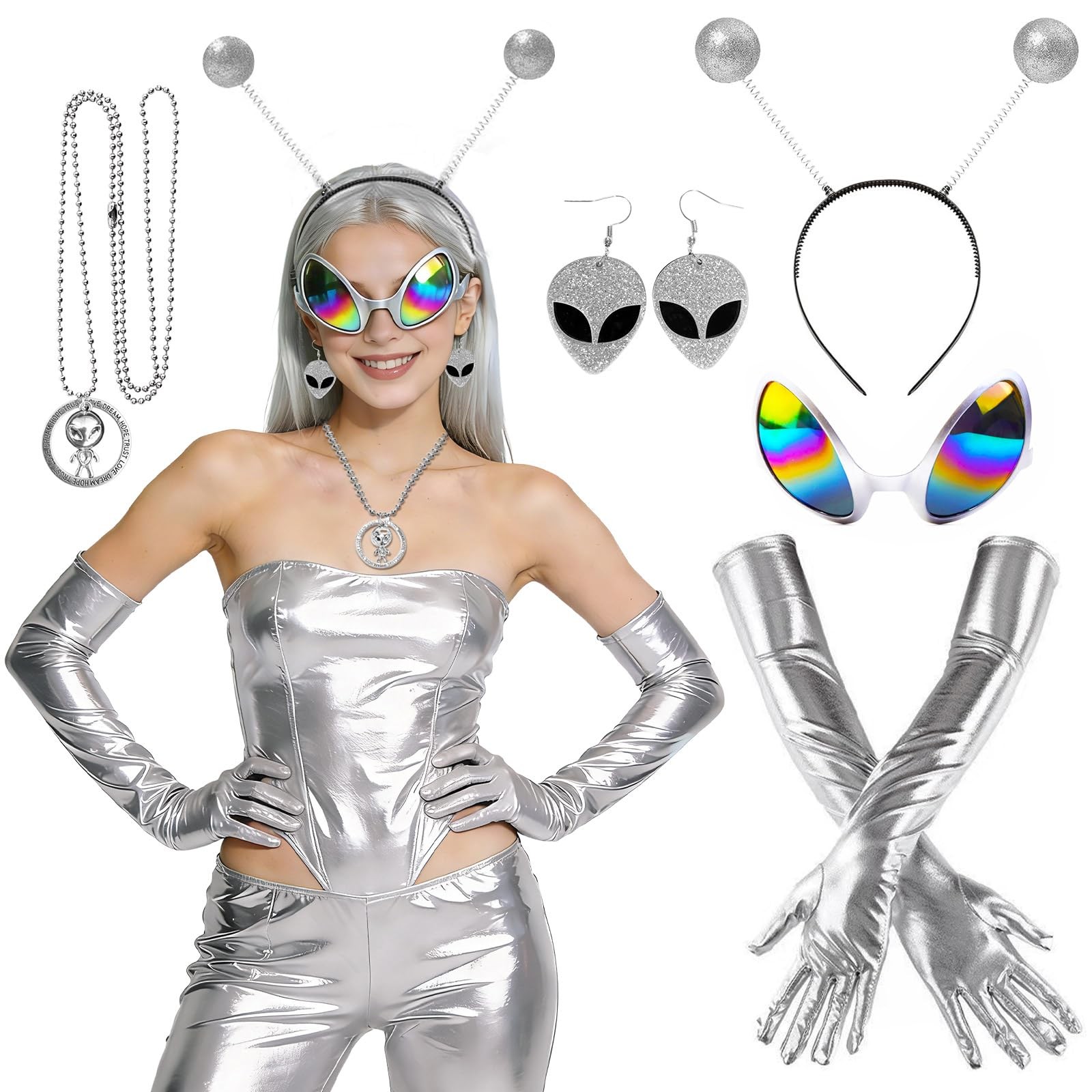 Lunettes alien et accessoires déguisement pour costume de carnaval original et cosplay espace