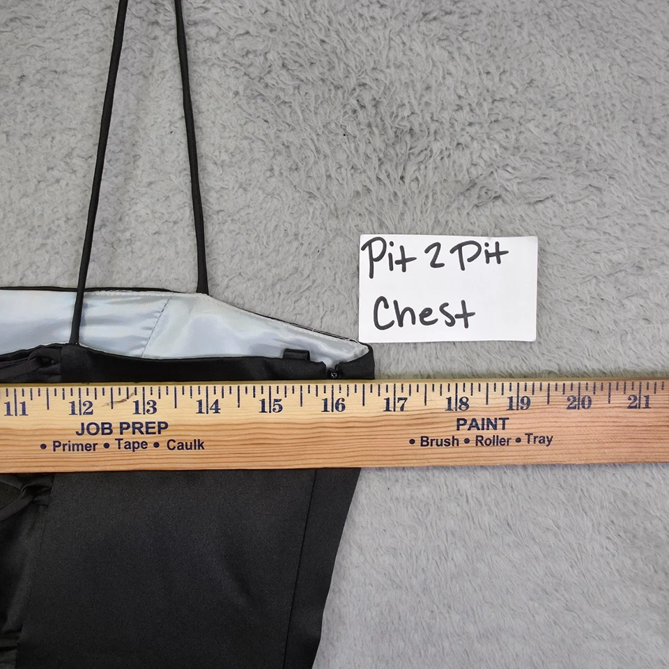 Y2K Niki Livas Maxi Dress Womens 10 Black Whimsigoth Satin Ball Gown Prom Fairy - Image 4 of 4