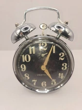 Vintage Westclox Two-Bell Alarm Clock Handle Chrome Black untested