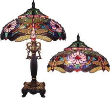Chloe Lighting  Zygo Tiffany-style 2 Light Dragonfly Table Lamp 19" Shade