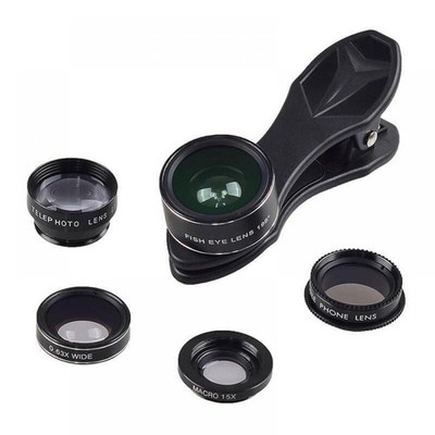 APEXEL APL-DG5H, 5-in-1 Clip Objektiv Set, schwarz