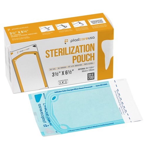 200 3,5 x 5,25 Selbstversiegelnde Sterilisationsbeutel - Autoklav Sterilisator Beutel... - Bild 1 von 6