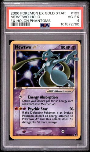 2006 POKEMON EX HOLON PHANTOMS GOLD STAR #103 MEWTWO-HOLO PSA 4