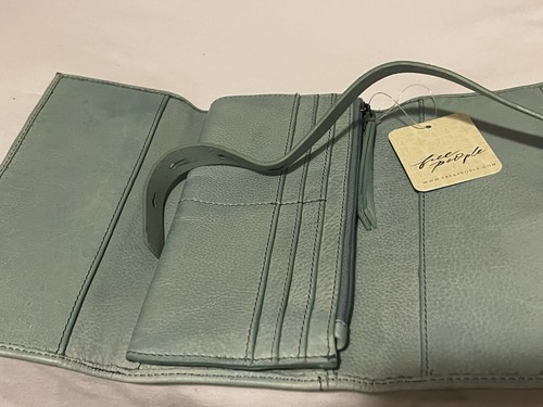 Free People ANNI Fold Wallet Misty Blue Vegan Leather