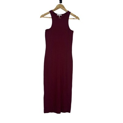 Rag & Bone Cherry Cola Essie Ribbed Midi Dress Soft Cotton/Modal Peru Medium