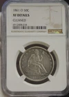 1861 O US Seated Liberty Half 50c NGC XF Details (Cleaned)