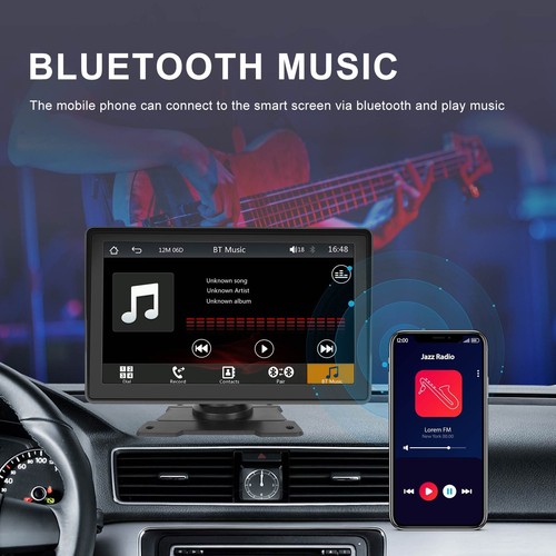 7" Ekran dotykowy BT Bezprzewodowy Apple Carplay Android Auto Radio samochodowe Przenośna kamera - Zdjęcie 7 z 23