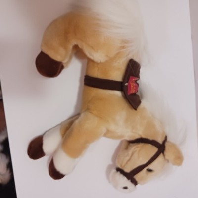 Wells Fargo Plush Stuffed Horse Tan & White with Brown Saddle and Bridle (A1)