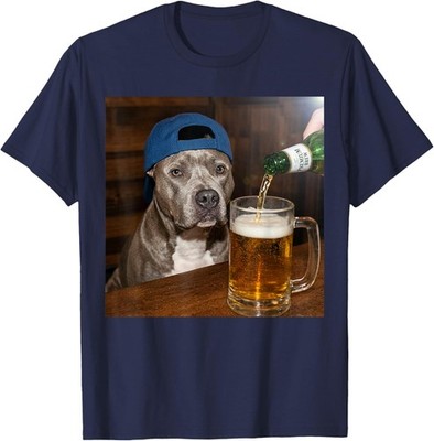 Pit Bull Drinking Beer Funny Dog Meme Unisex T-Shirt