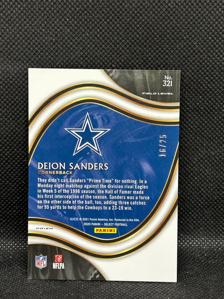 2020 Panini Select Field Level Deion Sanders #321 Tie-Dye Prizm /25 - Image 2 of 2