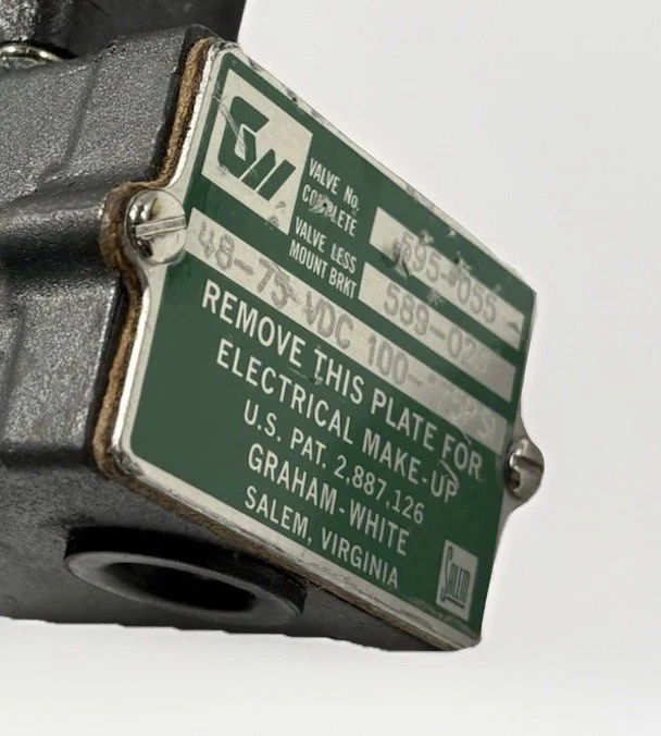 WABTEC GRAHAM WHITE RELAY CONTROL VALVE 595-055 48-75VDC 100-175PSI photo 6