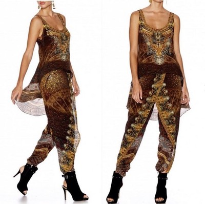 Camilla Ancient Eyes Gathered Wrap Front Silk Harem Pant Sz 1 Vintage W/Tag $499