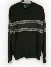 Vtg Eddie Bauer Pullover Sweater Mens Large Tall Black Heavyweight Cotton Knit