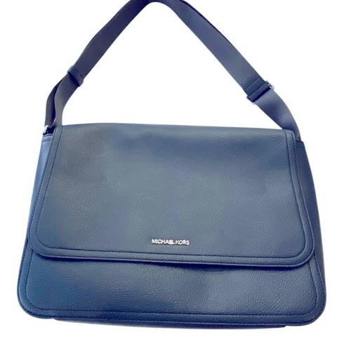 MICHAEL Michael Kors COOPER Azul Marino Guijarro Cuero Maletín Mensajero NUEVO - Imagen 3 de 15