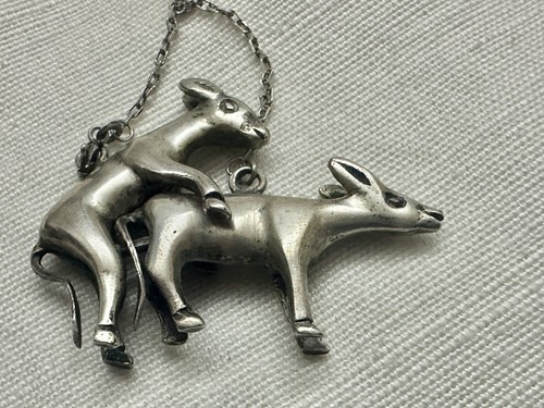 X RARE EROTIC TWO DONKEY SILVER PENDANT . c 1950 - Picture 4 of 4