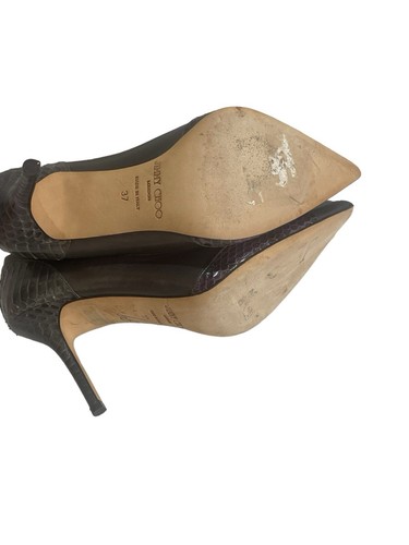 Jimmy Choo Watson Women’s Gray Leather Purple Snakeskin Pumps Size EUR 37/US 7 - Picture 8 of 13