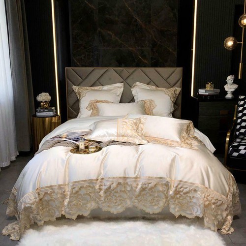Bedding Set 6pcs Real Silk Cotton Embroidery Bedding Bag Bed Sheet 4 Pillowcases - Picture 11 of 48