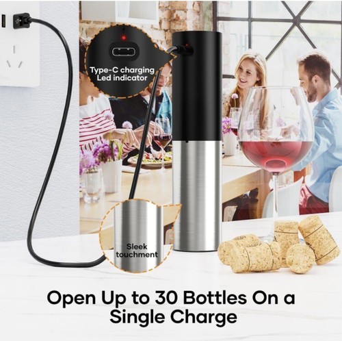 Electric Wine Bottle Opener Rechargeable Cordless Automatic Corkscrew Opener - Picture 3 of 8