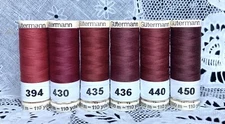 6 NEW burgundy maroon colors GUTERMANN 100% polyester thread 110 yard Spools