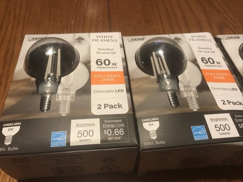 3 - Packs Feit Electric G16.5 Dimmable White Filament CEC Clear Globe (6 Bulbs) - Picture 3 of 3