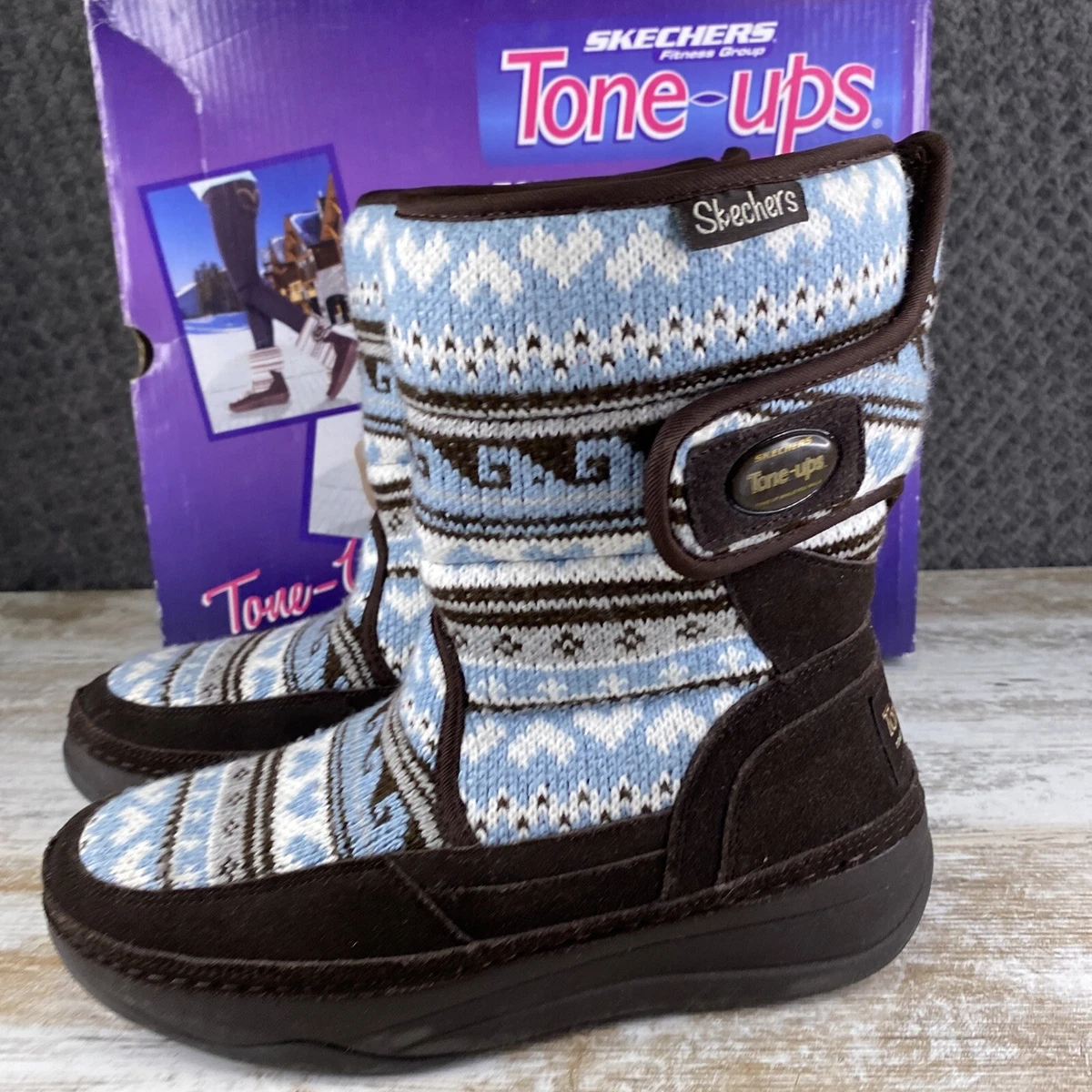 Skechers Tone Ups Suede Knit Ankle Faux Fur Lined Winter Snow