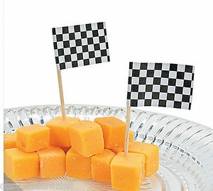 Racing Car Flag Food Picks Wood Pack Of 20 
