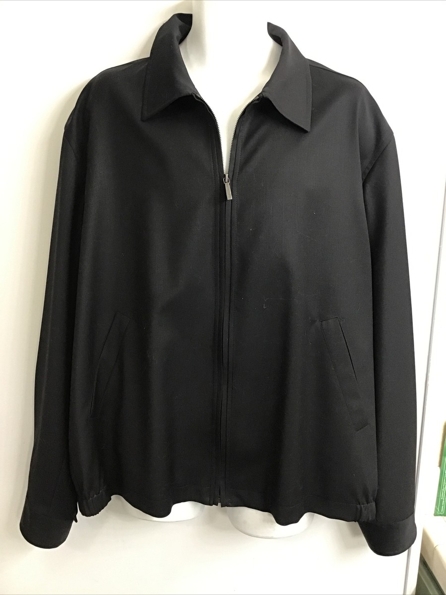 Zegna Men's Zip Up Jacket Black Fine Wool Long Sleeve Relaxed NWT