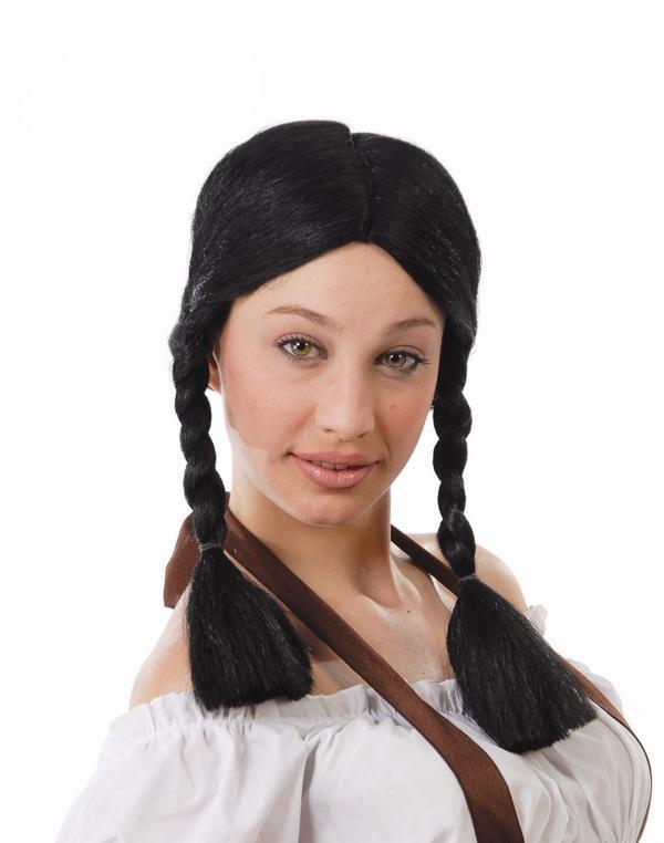 Peluca trenzas negras morena disfraz india