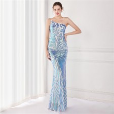 New Pearl Sequin Party Dress Sexy Womens Fishtail Long Toast Dress Bride Party