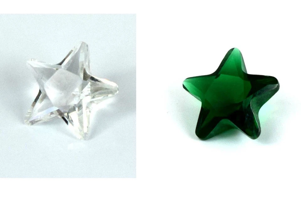 2.95 Karat Weiß Saphir & Smaragd Edelsteine Paar Natürlich Sternform - Bild 3 von 4