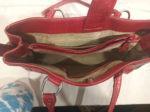 Faux Alligator Skin Shoulder Bag Purse Red Nine West - Picture 8 of 14