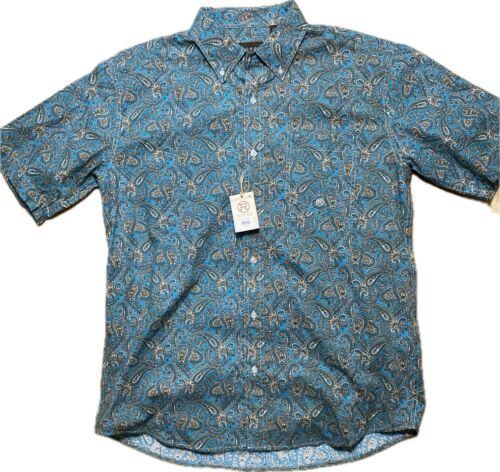 NWT Roper Shirt Men's Large Western Pearl Snap Amarillo Liberty Cowboy Paisley